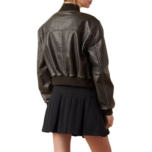 Sam Brown Cropped Bomber Leather Jacket - Image 3