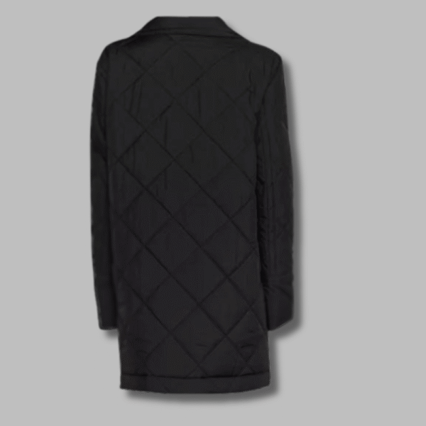 Black Double Breasted Women’s Quilted Jacket - Image 3