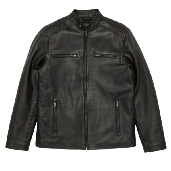 Mens Black Leather Racer Jacket