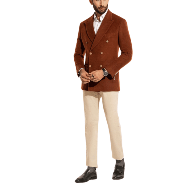 Mens Wool Blend Double Breasted Classic Fit Blazer - Image 2