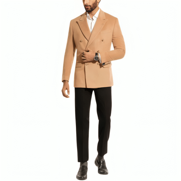 Mens Wool Blend Double Breasted Classic Fit Blazer - Image 4