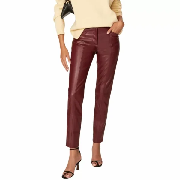 Burgundy Genuine Leather Pants