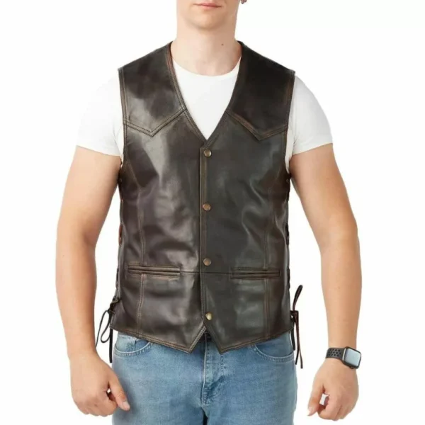 Men’s Classic Dark Brown Genuine Leather Vest