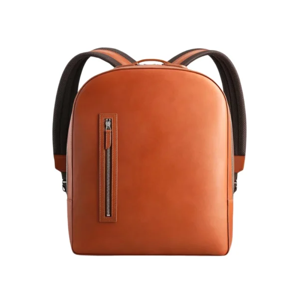 Soft Cognac Brown Leather Laptop Backpack