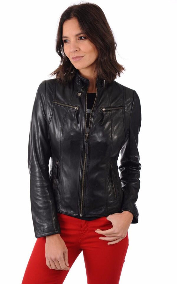 Unveil Timeless Beauty With An Authentic Black Lambskin Leather Jacket For Women