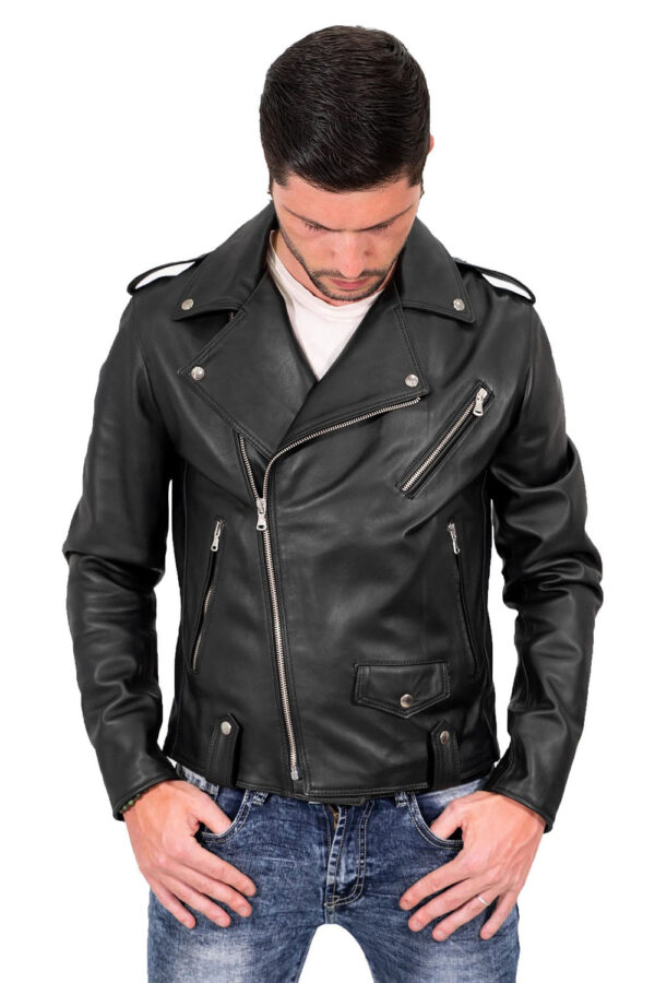 Born To Ride Men’s Black Leather Jacket: Genuine Lambskin Leather Motorcycle Jacket - Image 3