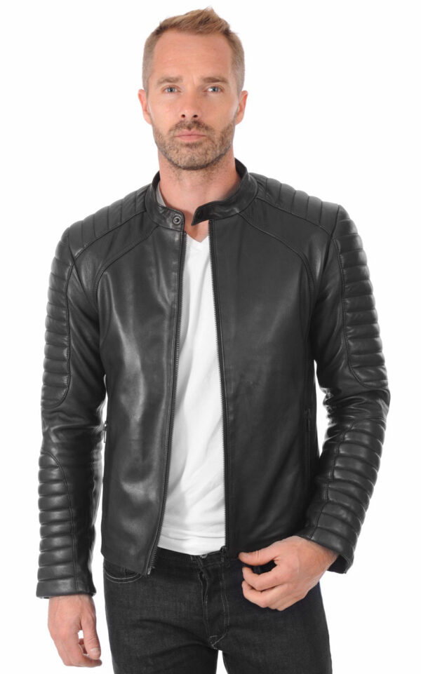 Black Leather Jacket Mens Elevate Your Ride: Premium Lambskin Leather Biker Jacket For Men