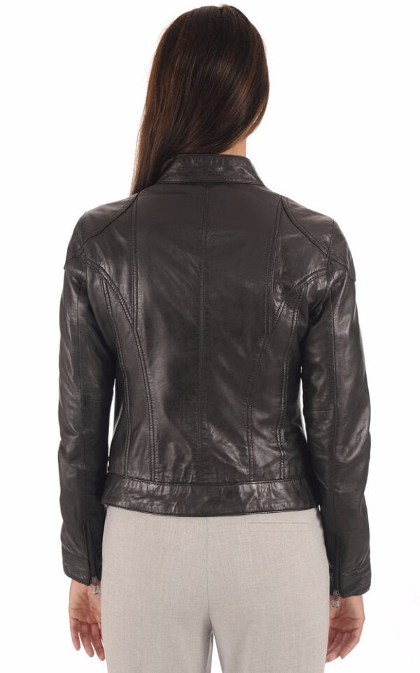 Leather Jacket For Women: Timeless Black Lambskin Leather Jacket For Women - Image 3