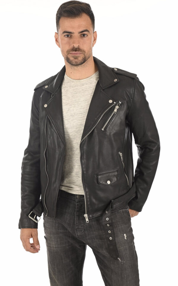 Leather Jacket Mens Mastering The Road: Men’s Real Lambskin Motorcycle Jacket