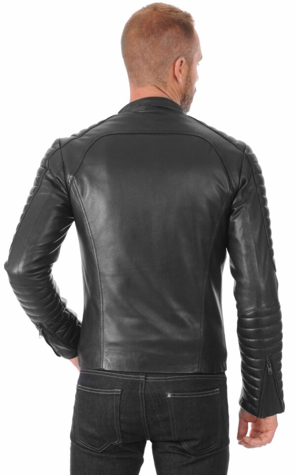 Black Leather Jacket Mens Elevate Your Ride: Premium Lambskin Leather Biker Jacket For Men - Image 2