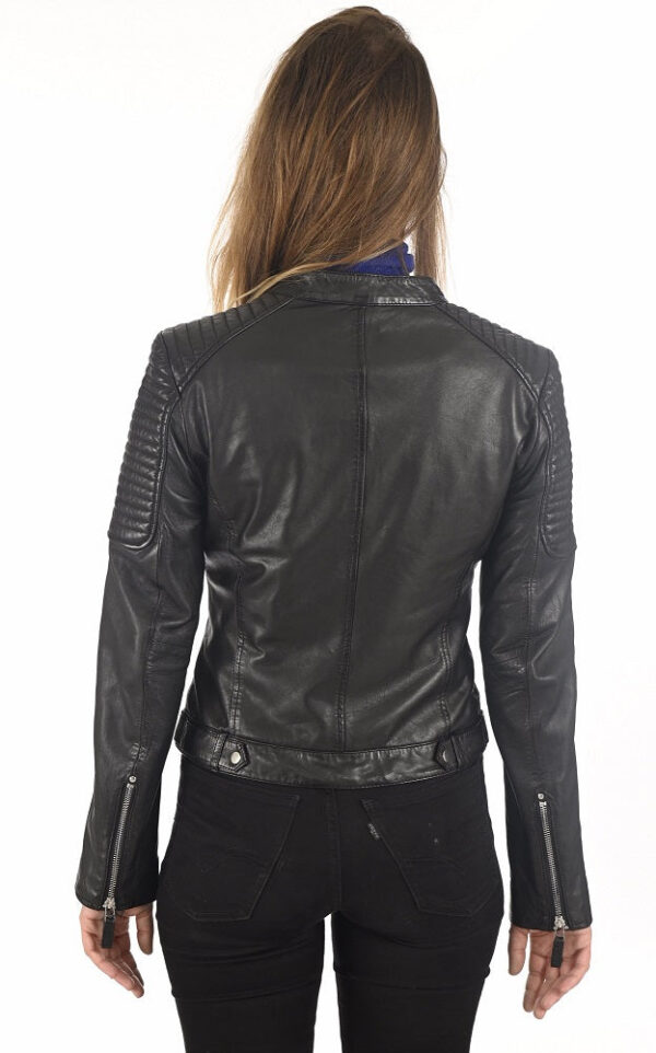 Leather Jacket For Women Roam In Style: Women’s Premium Black Lambskin Leather Jacket - Image 2