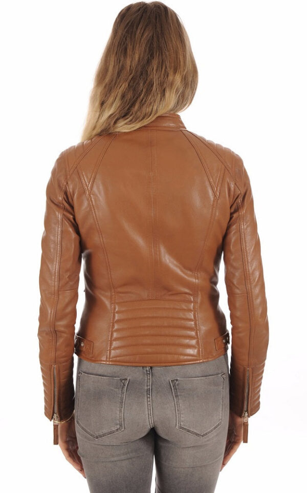 Reinvent Your Style With Women’s Light Brown Lambskin Leather Jacket: Embrace A New Fashion Experience - Image 3