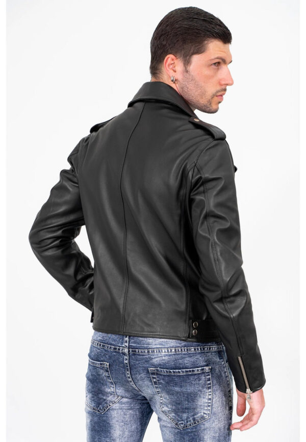 Born To Ride Men’s Black Leather Jacket: Genuine Lambskin Leather Motorcycle Jacket - Image 2