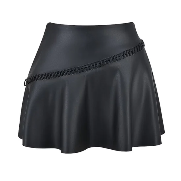 Black Leather Mini Skirt For Women