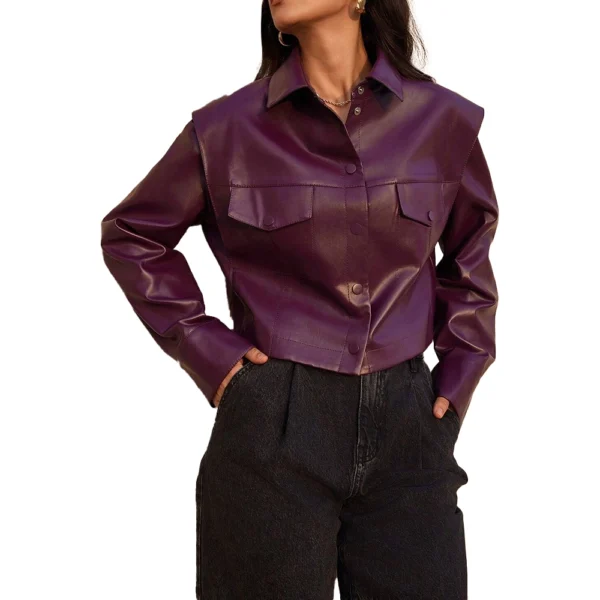 Purple Leather Jacket Women - Image 4