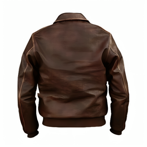 Men’s USAAF A-2 Air Force Flight Aviator Brown Distressed Leather Jacket - Image 2