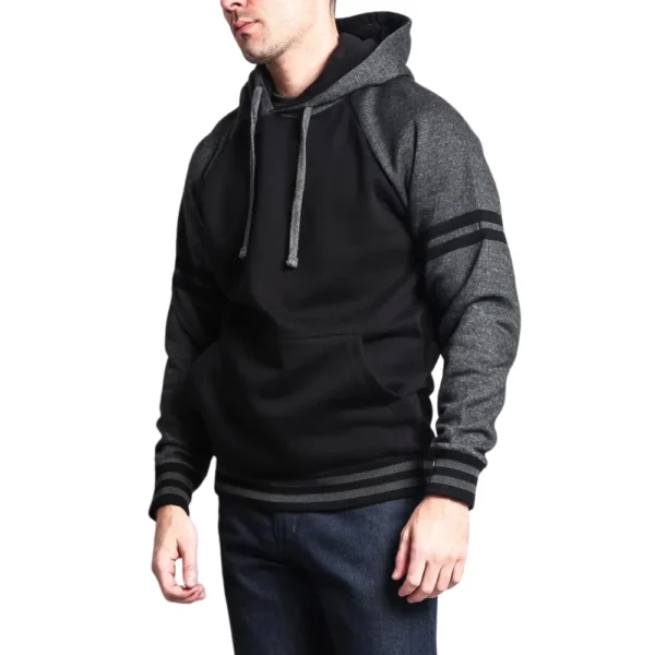 Mens Fleece Black Charcoal Hoodie - Image 2