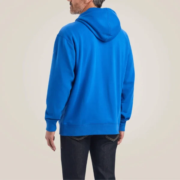 Mens True Blue Plain Hoodie - Image 2