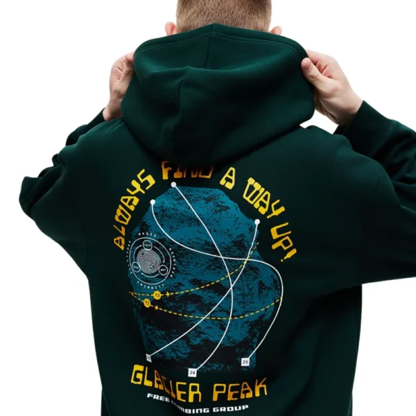 Mens Dark Green Loose Fit Hoodie - Image 2