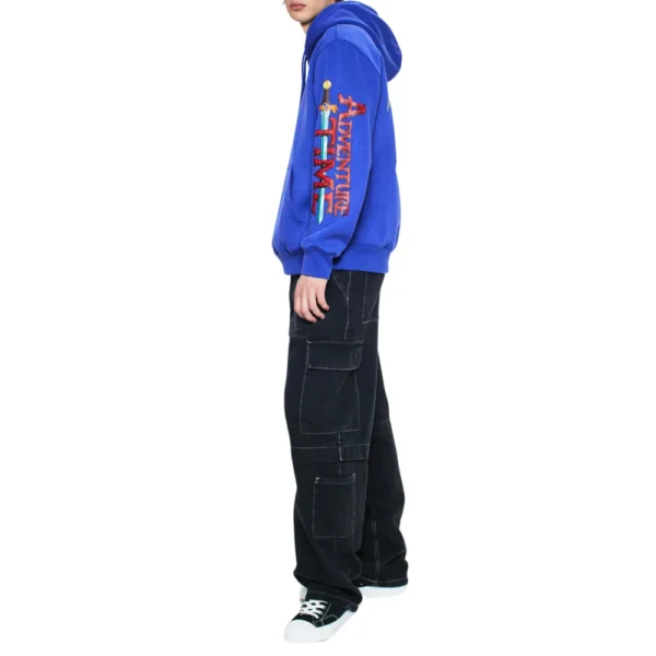 Mens Cotton Blue Regular Hoodie - Image 2