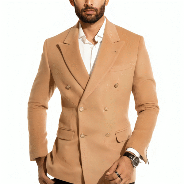 Mens Wool Blend Double Breasted Classic Fit Blazer - Image 3