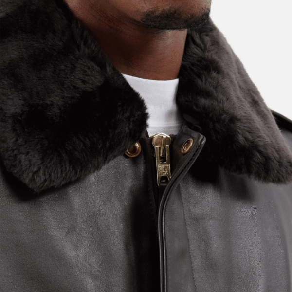 Mens Brown Leather Flight Jacket - Image 3