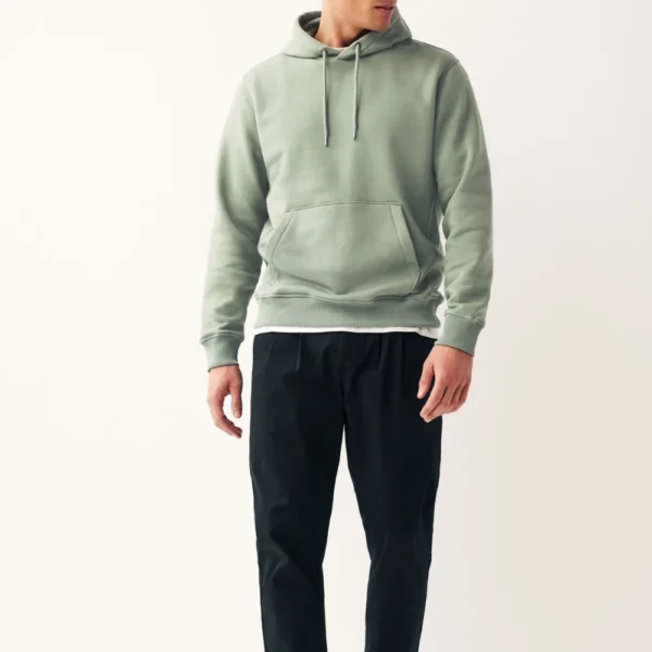 Mens Overhead Sage Green Cotton Hoodie - Image 2