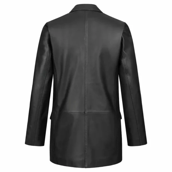 Black Leather Blazer For Women - Image 2