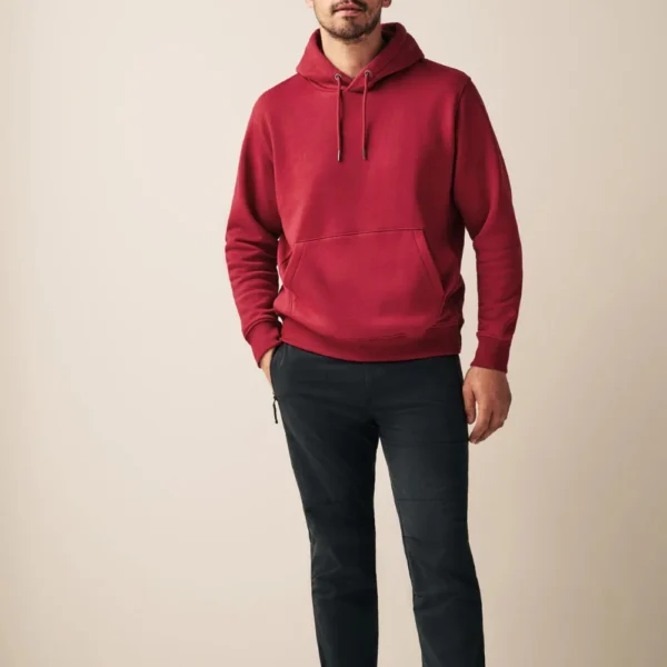 Mens Pullover Cotton Red Hoodie - Image 2