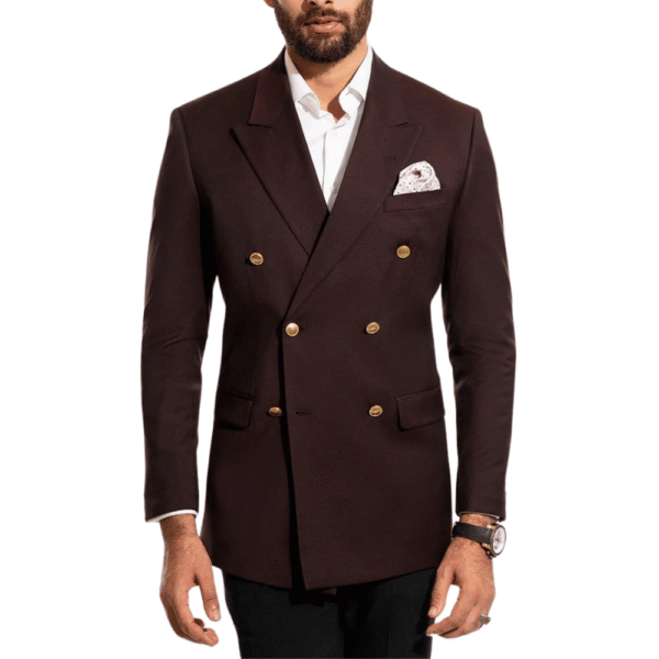 Mens Wool Blend Double Breasted Classic Fit Blazer - Image 6