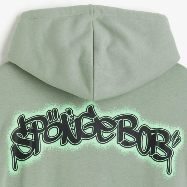 Mens Green Spongebob Slim Fit Hoodie - Image 4