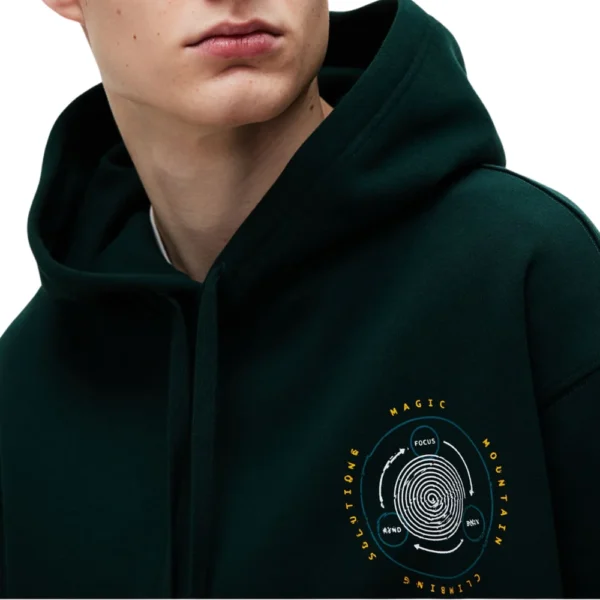 Mens Dark Green Loose Fit Hoodie - Image 3