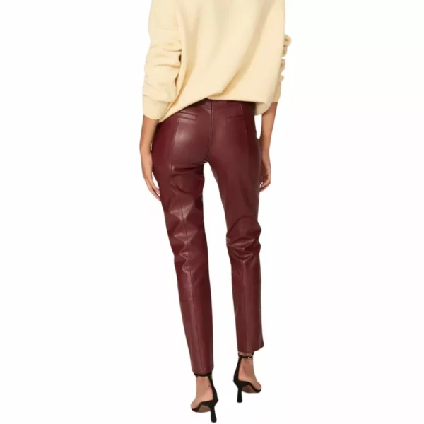 Burgundy Genuine Leather Pants - Image 4