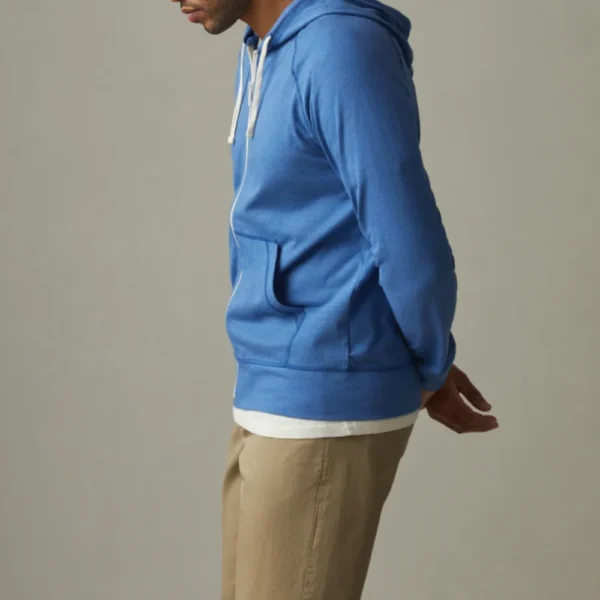 Mens Blue Full Zip Lightweight Hoodie - Image 3