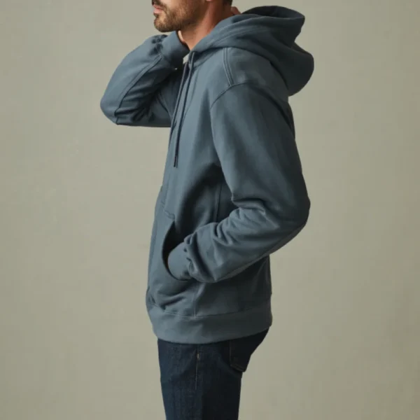 Mens Indigo Full Zip Up Hoodie - Image 3