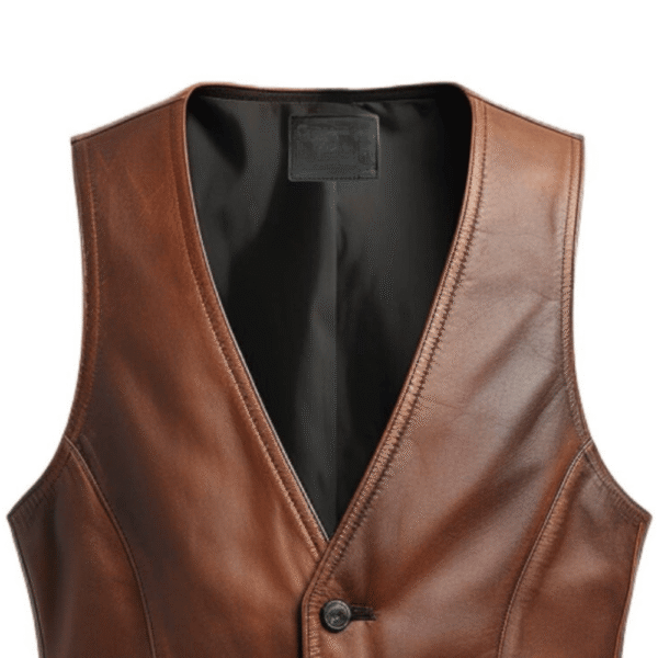 Vintage Men’s Brown Leather Vest - Image 4