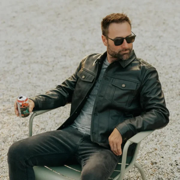 Tom Black Genuine Leather Trucker Jacket - Image 4