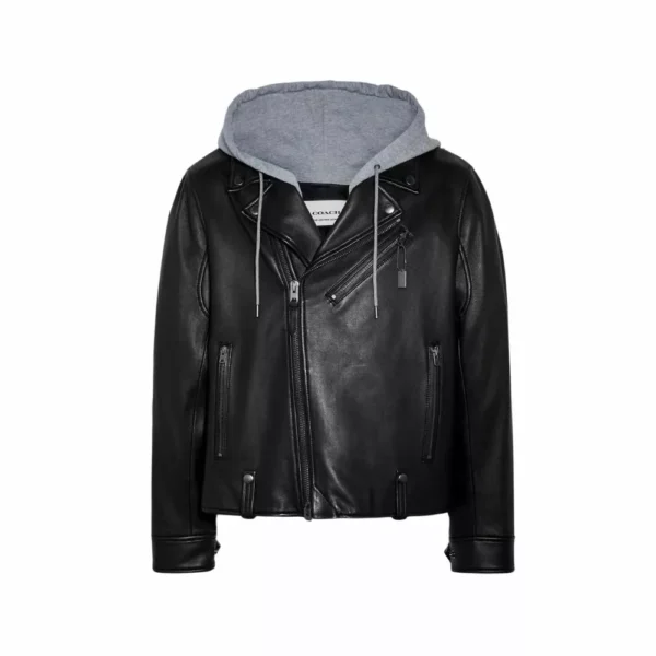 Divine Black Moto Hooded Jacket - Image 3