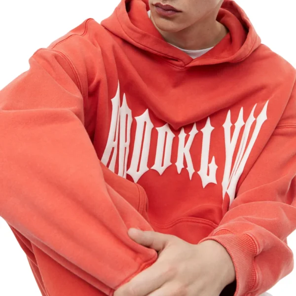 Mens Orange Pullover Oversized Hoodie - Image 4