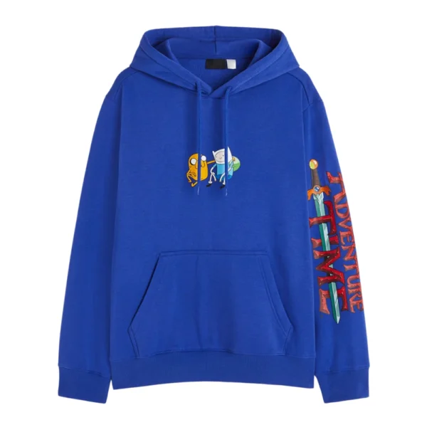 Mens Cotton Blue Regular Hoodie - Image 4