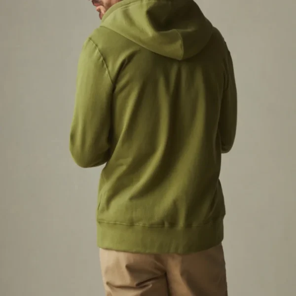 Mens Moss Green Zipper Hoodie - Image 3