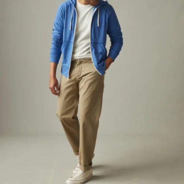 Mens Blue Full Zip Lightweight Hoodie - Image 5