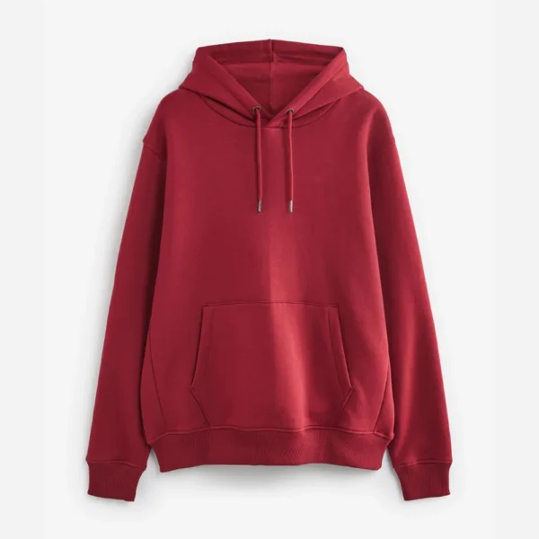 Mens Pullover Cotton Red Hoodie - Image 4