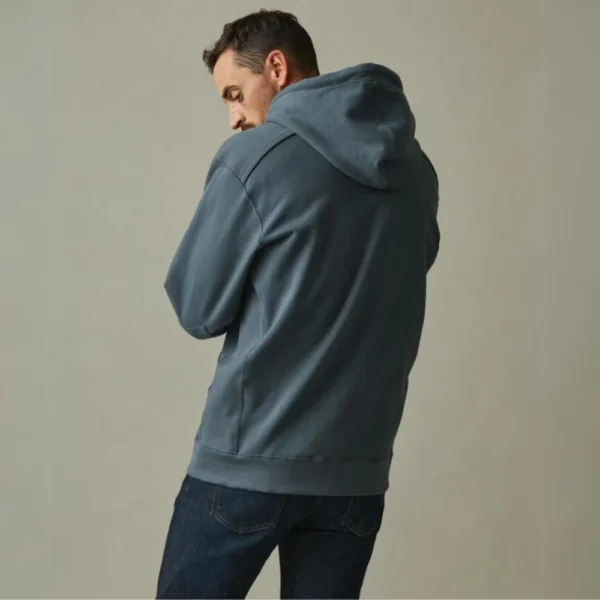 Mens Indigo Full Zip Up Hoodie - Image 4