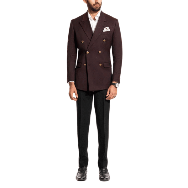 Mens Wool Blend Double Breasted Classic Fit Blazer - Image 5