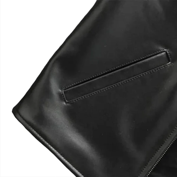 Mens Black Genuine Cowboy Leather Vest - Image 3