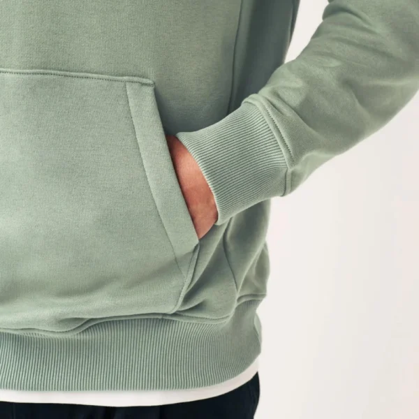 Mens Overhead Sage Green Cotton Hoodie - Image 5