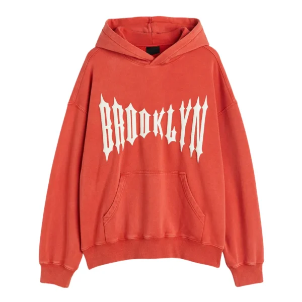 Mens Orange Pullover Oversized Hoodie - Image 5