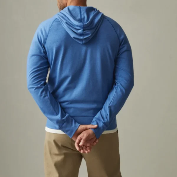 Mens Blue Full Zip Lightweight Hoodie - Image 4