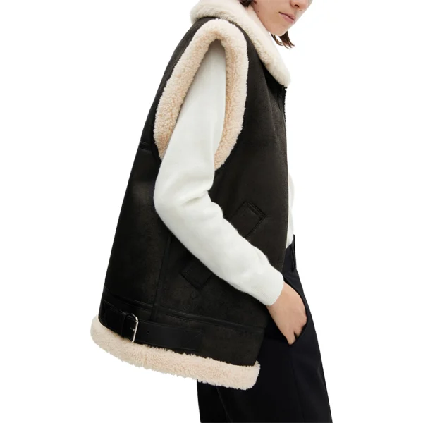 Ballie Black Shearlng Leather Vest - Image 3